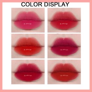 6 Colors Lip Tint Stain Set, Korean Lip Gloss Mini Liquid Lipstick, Lip and Cheek Tint, Long lasting Non-Stick Cup Waterproof Makeup