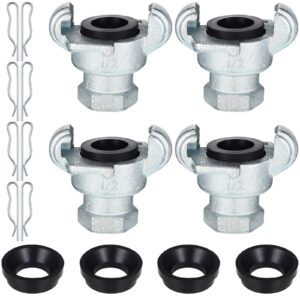therwen 4 sets npt iron air hose fitting 2 lug universal coupling chicago fitting for female and male end(1/2'', female end)