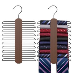 uinicor tie hanger,tie organizer for closet 20 storage capacity,wooden necktie organizer tie holder,360 degree rotating accessory organizers for tie,belt,scarf