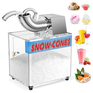 besrtwe 250w shaved ice machine, 110v electric snow cone machine with dual blades, 440lbs/hr stainless steel ice crusher machine with 34l acrylic ice storage box, for home and commercial use