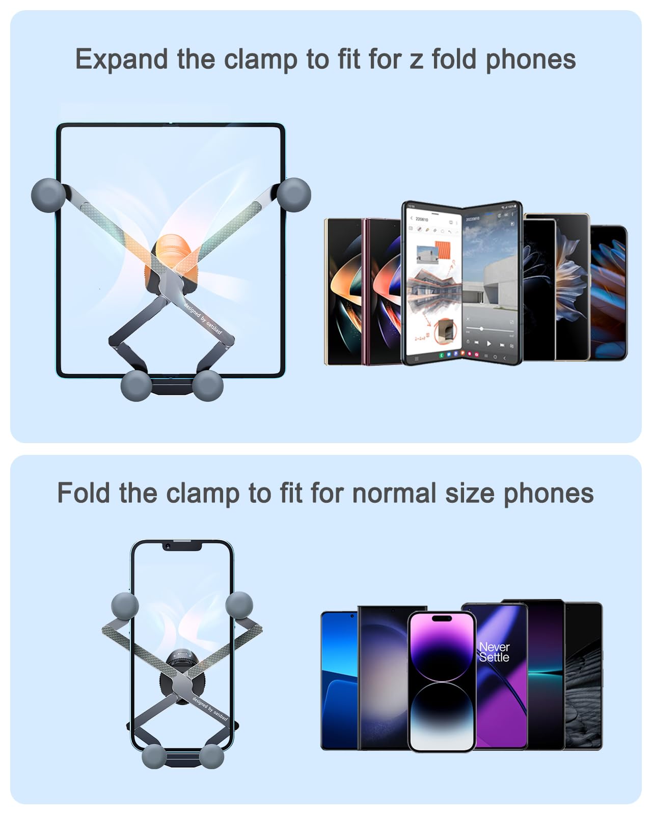 xuenair Fold 4 Car Mount, [2 Forms] Gravity Z Fold 5 4 Car Mount,[Thick Case Friendly] Cell Phone Holder Z Fold 4 Car Mount for Samsung Galaxy Z Fold 5 4 3 2 s23 22 Ultra iPhone 15 14 13 12