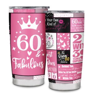 ljwjwljw 60th birthday gifts for women tumbler 60 year old gifts for her happy 60th birthday decorations women 1963 birthday gifts stainless cup 20 oz…