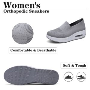 BE OVER QUALITY Women's Orthopedic Sneakers, Slip-On Light Air Cushion Orthopedic Sneakers, Womens Orthopedic Sneakers Black