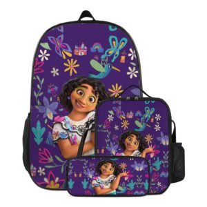royal kylin 3-piece printed backpack with lunch box and pencil case for women,men,adult,man,mans