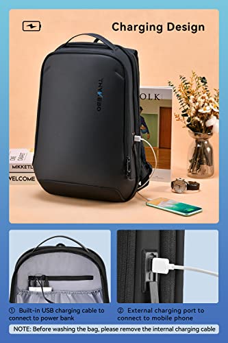 Thykebo High Tech Backpack for Men,Slim Laptop Backpack with USB Charging Port,Waterproof Business Backpack Ideal for Working,Daily