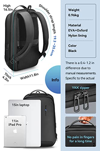 Thykebo High Tech Backpack for Men,Slim Laptop Backpack with USB Charging Port,Waterproof Business Backpack Ideal for Working,Daily