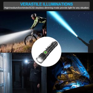 Flashlights High Lumens Rechargeable(Battery Included), 20000 Lumens Super Bright Powerful Small Magnetic Flashlight, 6 Mode, Zoomable, Waterproof, Handheld Flashlight for Camping Hiking 2 Pack