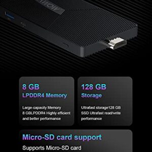 AWOW Fanless Mini PC Stick Windows 11 Pro Celeron J4105 8GB 128GB, Micro Desktop Computer Stick Support HDMI/Mini DP Dual 4K 60Hz, WiFi/BT/Gigabit Ethernet, Stick PC for Business/Office/Home/IOT