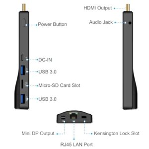 AWOW Fanless Mini PC Stick Windows 11 Pro Celeron J4105 8GB 128GB, Micro Desktop Computer Stick Support HDMI/Mini DP Dual 4K 60Hz, WiFi/BT/Gigabit Ethernet, Stick PC for Business/Office/Home/IOT