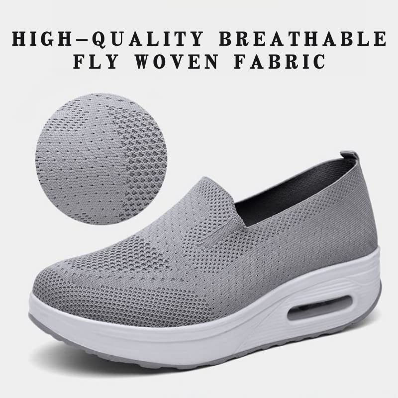 Women's Orthopedic Sneakers, Air Cushion Sole Mesh Up Stretch Platform Sneakers, Cozy Fashion Sneaker Walking Shoes for Elderly Ladies Black