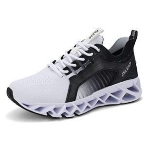 jsleap womens running shoes walking athletic for women casual slip fashion sports outdoor shoes,us 9,black white