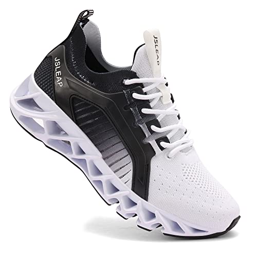 JSLEAP Womens Running Shoes Walking Athletic for Women Casual Slip Fashion Sports Outdoor Shoes,US 9,Black White