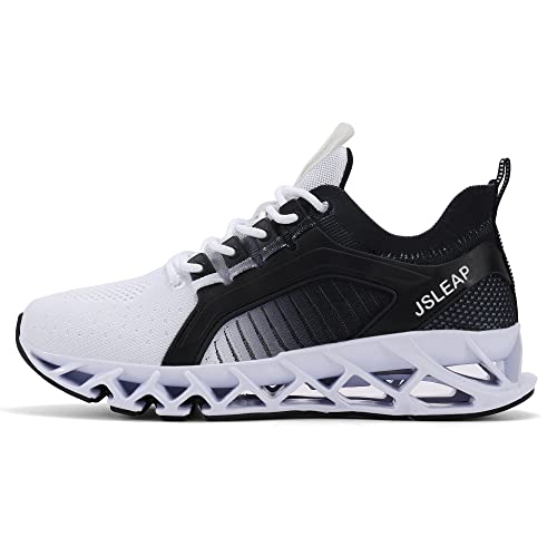 JSLEAP Womens Running Shoes Walking Athletic for Women Casual Slip Fashion Sports Outdoor Shoes,US 9,Black White