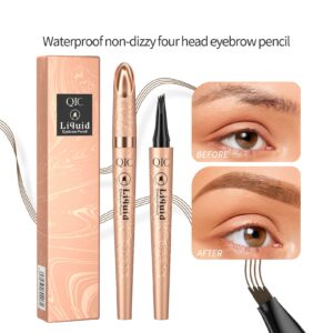 ObiPosay Waterproof Dark Brown Eyebrow Microblading Pen - Four Point Brow Pen for Natural-Looking Eyebrows, Long-Lasting and Smudge-Proof.(Dark Brown/02)