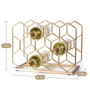 Drincarier 14 Bottle Countertop Wine Rack - Freestanding Modern Gold Metal Wine Rack - Tabletop Wine Holder Stand for Cabinet, Pantry, Wine Bottle Storage…