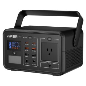 aferiy portable power station, 224wh solar generator with ac outlets / 8 output ports for home backup, emergency, outdoor camping