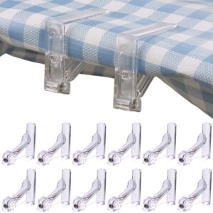 DHYLRICHER 12 Pieces Transparent Clear Tablecloth Clips Plastic Table Cloth Clips Table Clips for tablecloths，Tablecloth Holders Clips for Home Picnic Indoor and Outdoor Party Tablecloth Fix