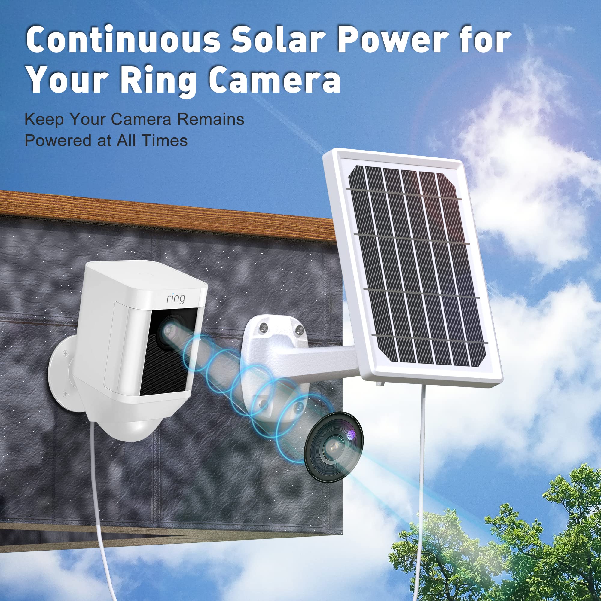 Solar Panel for Ring Camera, Solar Panel Compatible with Ring, for Stick Up Cam Battery (2nd & 3rd Gen) and Spotlight Cam Battery, Solar Panels for Ring-Cam Outdoor Security