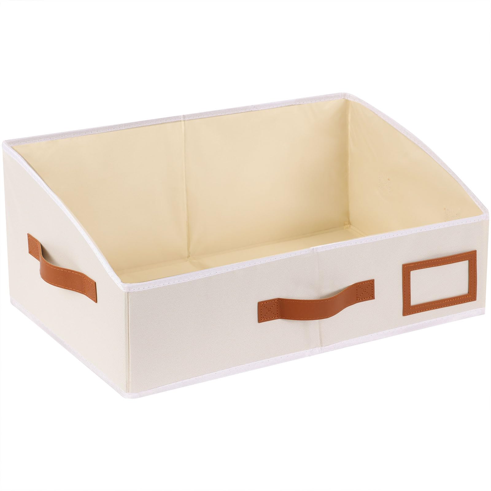 YheenLf Closet Storage Bins 1-Packs,Foldable Trapezoidal Storage Bins,Fabric Box with Handle,Used for Organizing Clothing,Toilets,Towels,Books,Beige,19.7x11.4x8.3in