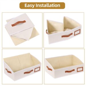 YheenLf Closet Storage Bins 1-Packs,Foldable Trapezoidal Storage Bins,Fabric Box with Handle,Used for Organizing Clothing,Toilets,Towels,Books,Beige,19.7x11.4x8.3in