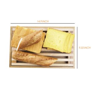 Nuvograin Wood Bread Cutting Board, Bread slicer,Crumb Tray with holder,Bread Serving Tray for Kitchen,Color combination design,Bread, Cake, Bagels, 9.53” Wide x 1.46"Tall