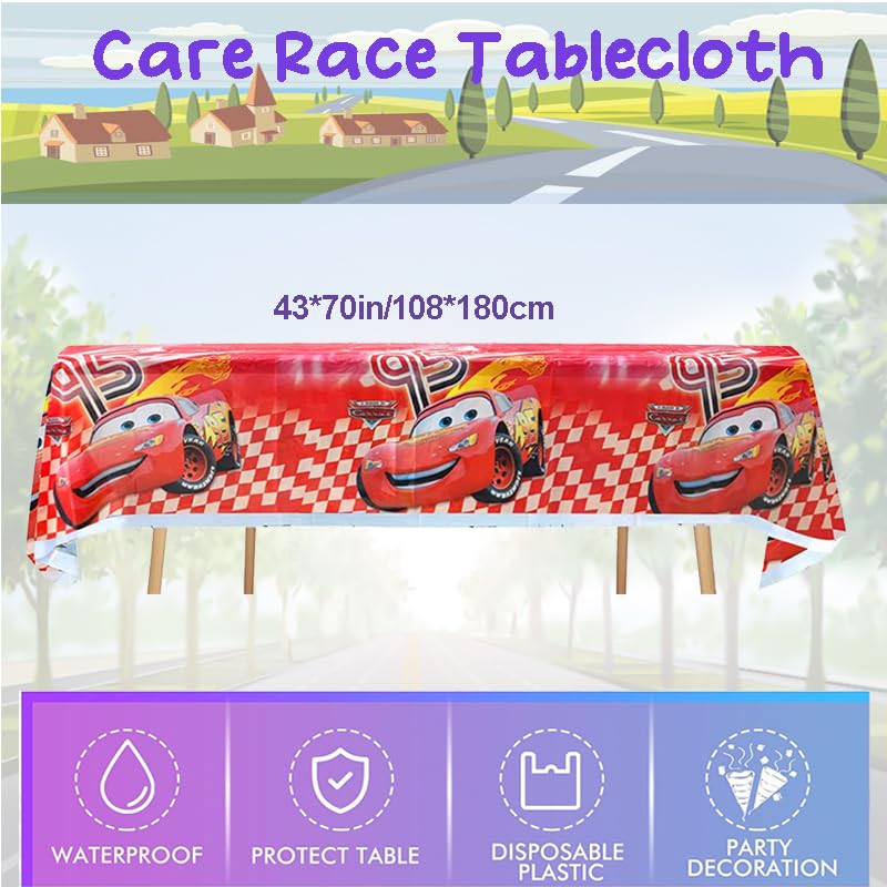 Lnkdeya Race Cars Birthday Party Decoration-144Pcs Racing Cars Checked Balloon Garland Kit Cars Banner Racing Backdrop Tablecloth