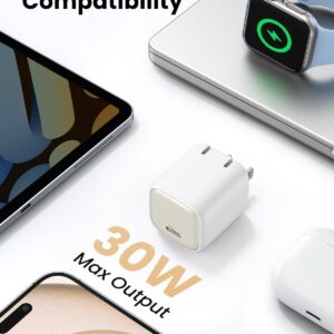 UGREEN 30W USB C Charger, Nexode Foldable GaN PPS Compact Fast Wall Charger Block, USB-C Power Adapter for iPhone 15 Pro Max/14/13, Galaxy S23 Ultra, Google Pixel 7, MacBook Air, iPad Pro (White)