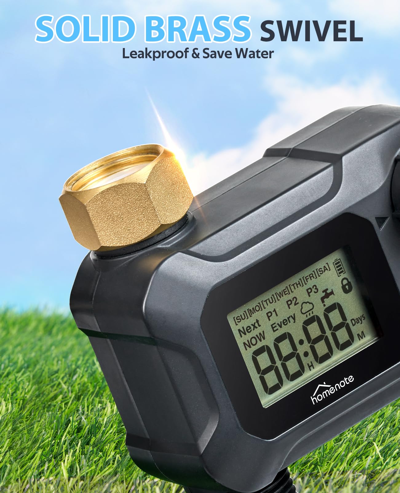 HOMENOTE Sprinkler Timer, Water Timer for Garden Hose, Programmable Hose Timer for Lawn Watering System Automatic Irrigation System with Rain Delay/Manual Mode, IP65 Waterproof