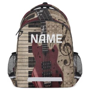 omfuns vintage piano custom name school backpack for boy girl teen guitar music note personalized student bookbag for primary junior college customized laptop backpack for men women