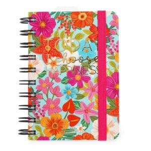 legami - small spiral daily diary, 12 months, from january 2024 to december 2024, folding planner 2024/2025, elastic closure, final pocket, address book, 8.5x13 cm, flowers theme