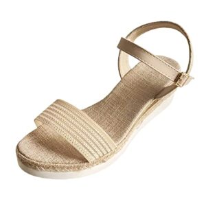 sandals for women casual summer bohemian fabric open toe slope heel thick bottom buckle sandals glittery sandals