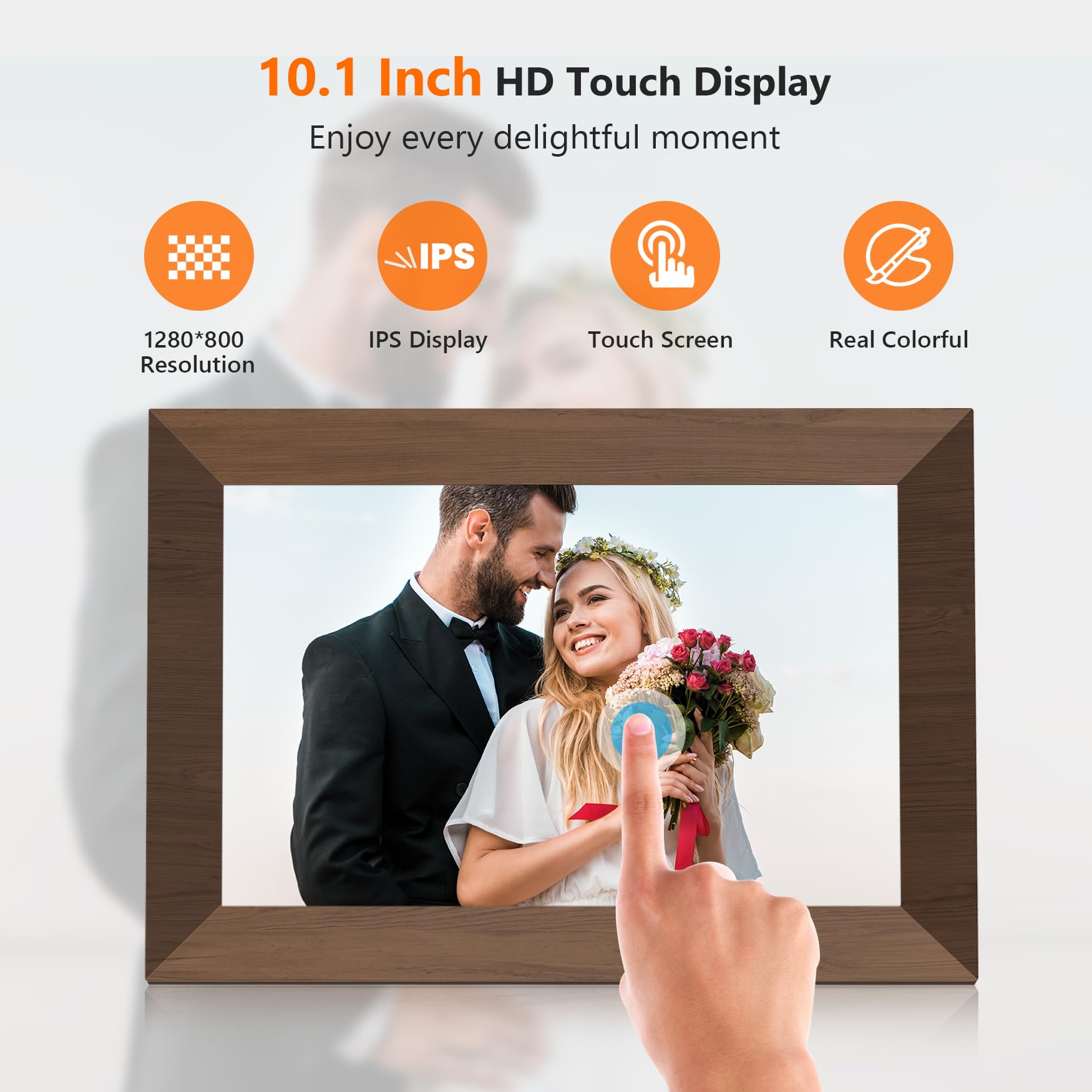 MaxAngel 2 Pack Digital Photo Frame 10.1 Inch WiFi Electronic Picture Frame IPS Touch Screen HD Display 32GB Storage SD Card Slot Auto-Rotate Slideshow Share Videos Photos Remotely Via Uhale App