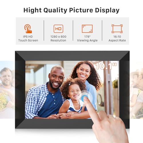 FANGOR 10.1 Inch WiFi Digital Picture Frame 1280x800 HD IPS Touch Screen, Electronic Smart Photo Frame with 32GB Storage, Auto-Rotate, Instantly Share Photos/Videos via Uhale App from Anywhere 2 Pack
