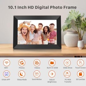 FANGOR 10.1 Inch WiFi Digital Picture Frame 1280x800 HD IPS Touch Screen, Electronic Smart Photo Frame with 32GB Storage, Auto-Rotate, Instantly Share Photos/Videos via Uhale App from Anywhere 2 Pack