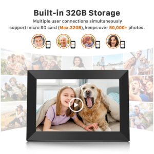 FANGOR 10.1 Inch WiFi Digital Picture Frame 1280x800 HD IPS Touch Screen, Electronic Smart Photo Frame with 32GB Storage, Auto-Rotate, Instantly Share Photos/Videos via Uhale App from Anywhere 4 Pack