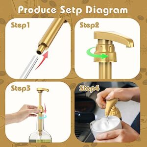 Neosoge Coffee Syrup Pump Dispenser, 4 Packs of Syrup Pump for 750ml/25.4 oz Syrup Bottle, Gold Pumps for Coffee Syrup Bottle, works with Torani, DaVinci, Jordans Skinny 750ml Syrups Bottles (Gold)