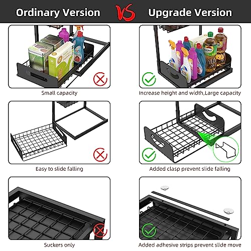 YEPATER Under Sink Organizer, Large Size 2 Tier Under Sink Organizers and Storage, Pull-Out Cabinet Organizer, Drawer Pantry Shelf for Kitchen, Living Room, Bathroom, Home