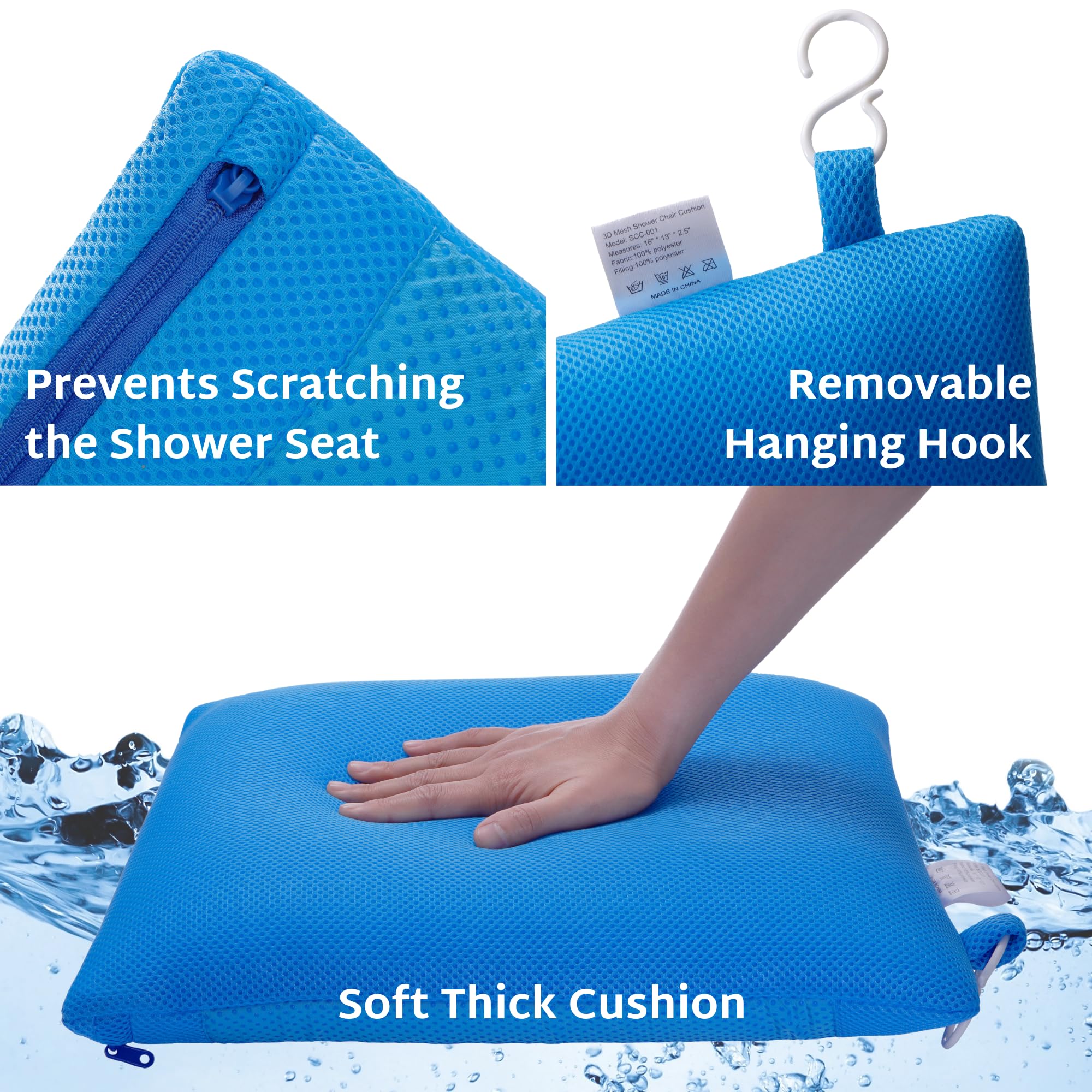 Shower Seat Cushion - Waterproof Cushion for Shower Seat | Bath Pillows Shower Chair for Inside Shower | Quick Drying Bath Seat Cushions for Shower Chairs with Machine Washable Removable Cover