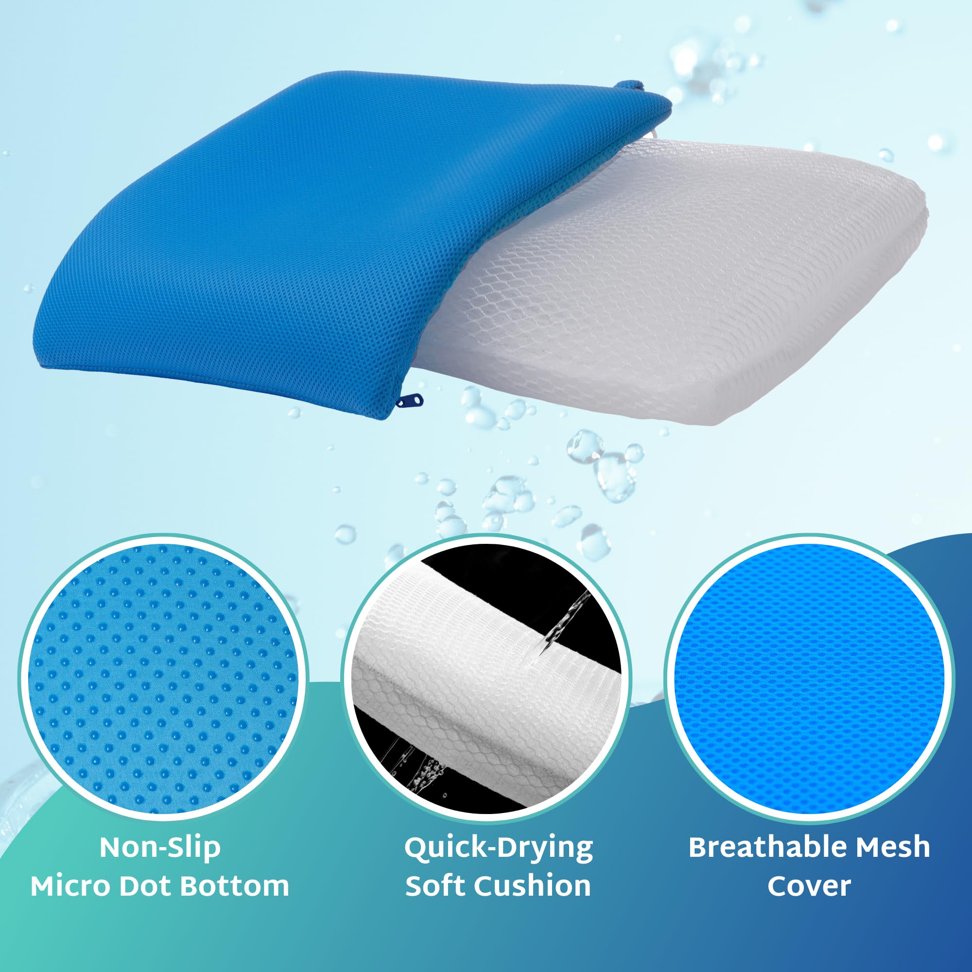 Shower Seat Cushion - Waterproof Cushion for Shower Seat | Bath Pillows Shower Chair for Inside Shower | Quick Drying Bath Seat Cushions for Shower Chairs with Machine Washable Removable Cover