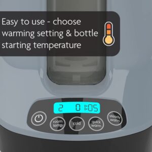 Baby Brezza Safe & Smart Electric Baby Bottle Warmer, Breastmilk Warmer + Baby Food Warmer + Defroster - Universal Warmer Fits All Feeding Bottles: Glass + Plastic – Wireless Bluetooth Control, Slate