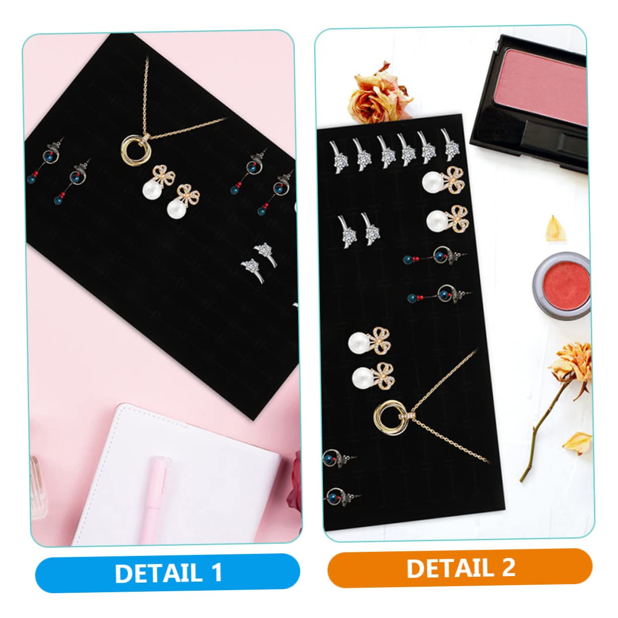 Jewelry Trays 8pcs Jewelry Box Stud Earring Organizer Ring Jewelry Box Organizer Jewelry Storage Organizer Earrings Black Sponge Pad Leather Foam Showcase Pads