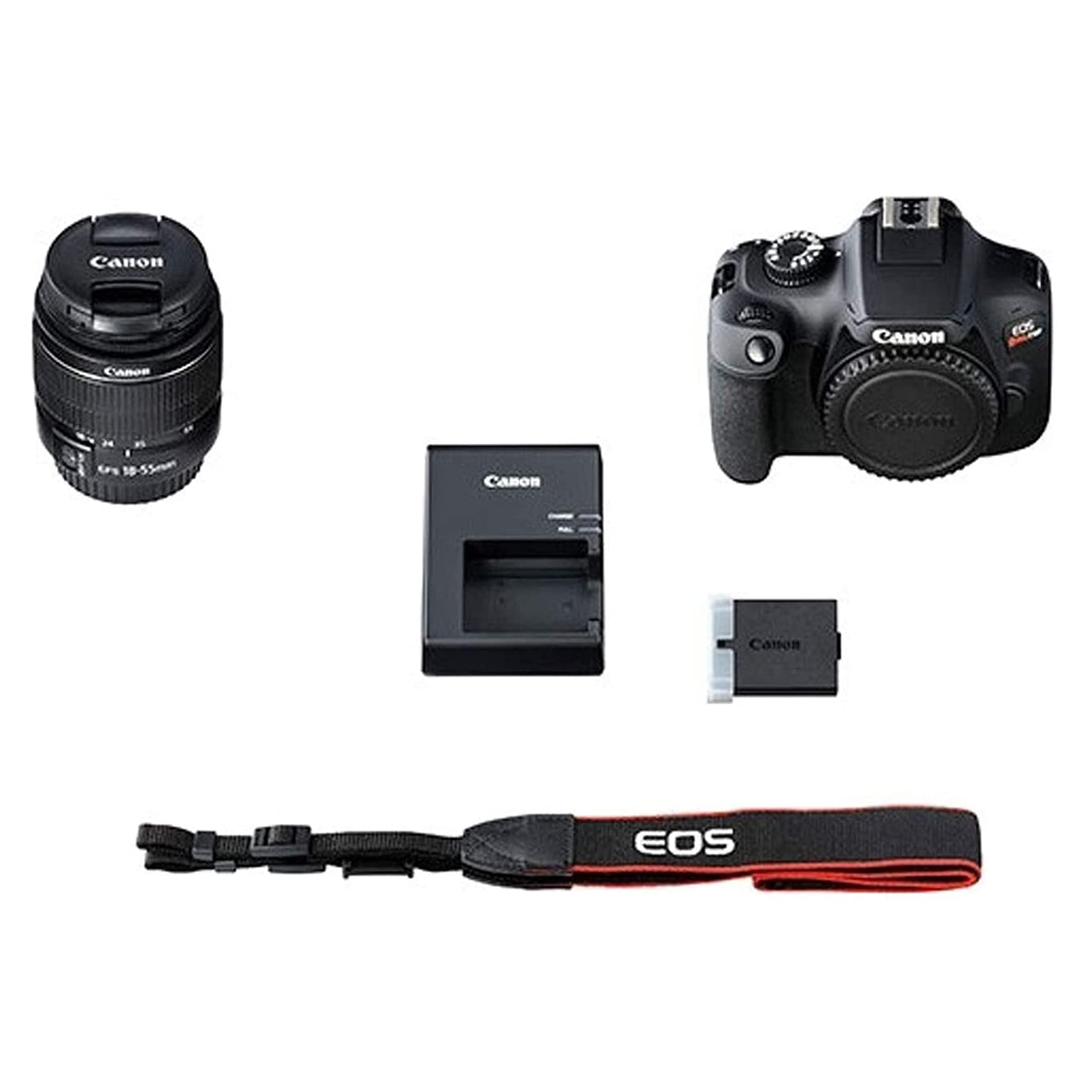 Canon EOS Rebel T100 DSLR Camera w/ 18-55mm F/3.5-5.6 Zoom Lens + Macro + Telephoto + More (18pc Bundle)