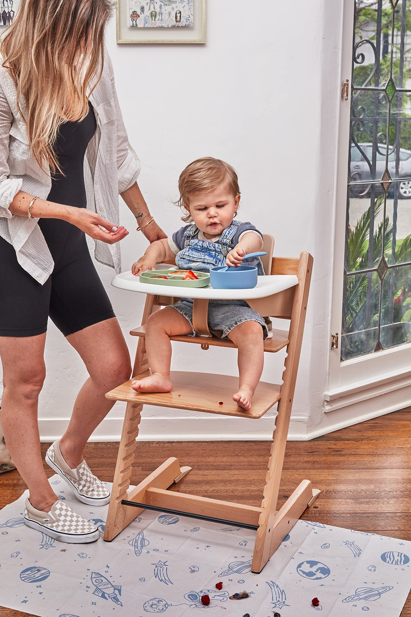 Disposable Splat Mats | Biodegradable + Compostable | 30 Count | Under Highchair Splat Mat for Floor | Liquid Resistant | Durable | dollop (Blue Out of This World)