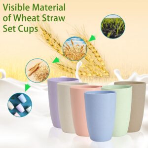 Numkey 20 oz [set of 6] Wheat Straw Cups Plastic Cups Reusable Unbreakable Drinking Cups Dishwasher Safe Water Glasses BPA Free cup Set For Kitchen, Camping, Party (Multicolor)