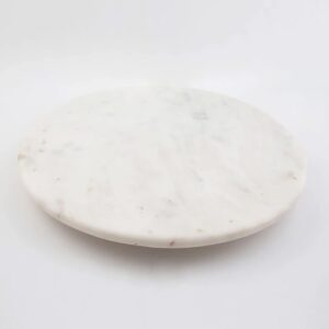thirstystone all natural white marble lazy susan turntable 12" diameter cake plate, heat tolerant, holds cold temperatures, easily wipes clean