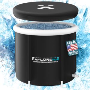 explore ice bath tub for athletes [usa owned business] - extra large cold tub, premium cold plunge tub outdoor, portable ice bath, ice barrel cold therapy bath - pro max…(white/black)
