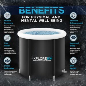 Explore Ice Bath Tub for Athletes [USA OWNED BUSINESS] - Extra Large Cold Tub, Premium Cold Plunge Tub Outdoor, Portable Ice Bath, Ice Barrel Cold Therapy Bath - Pro Max…(White/Black)