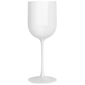 ecoquality white plastic wine glasses - 12 oz wine glass with stem, disposable shatterproof wine goblets, reusable, elegant drink cup tumbler, weddings, party, dinner, baby showers (5 pack)