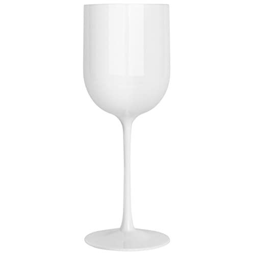 EcoQuality White Plastic Wine Glasses - 12 oz Wine Glass with Stem, Disposable Shatterproof Wine Goblets, Reusable, Elegant Drink Cup Tumbler, Weddings, Party, Dinner, Baby Showers (5 PACK)