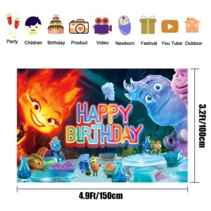 5x3FT Happy Birthday Elemental Banner, Elemental Birthday Party Supplies, Elemental Party Decorations, Elemental Party Photo Banner